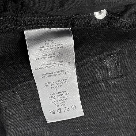 RE/DONE 70s High Rise Skinny Bootcut Jeans Size 31 Black Undone Hem - Picture 5 of 7